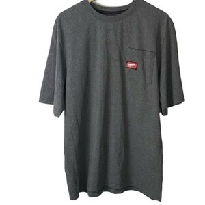 Gray Men's Milwaukee Tool Short-Sleeve T-Shirt with Front Pocket, Size Small